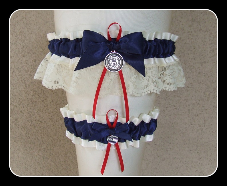 Custom Military Garter or Set With Your Choice of Ivory or Etsy