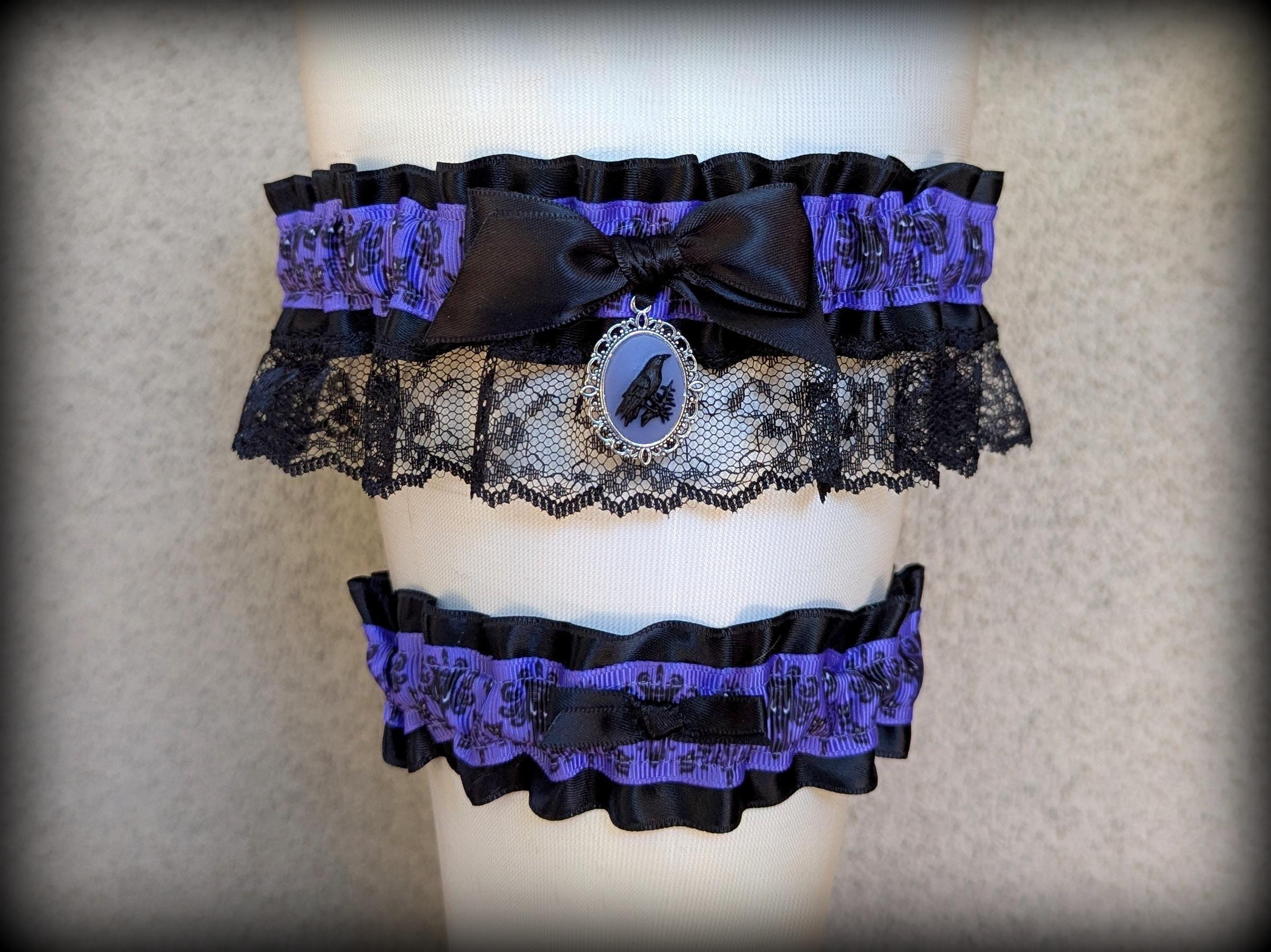Black and Purple Wedding Garter