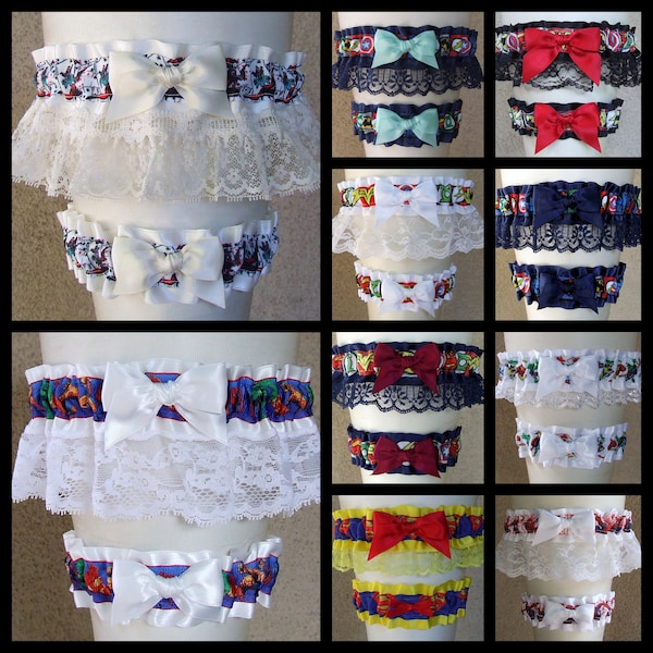 Custom Comic Book Garter or Set / Design Your Own / Superhero Geek Nerd Wedding Prom Bridal Shower Gift