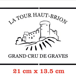 Stencil, &quot;Grand Cru Graves Wine Estate&quot; stencil om te decoreren als een wijnfles, Franse touch