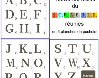 Pochoir  toutes les lettres  du scrabble