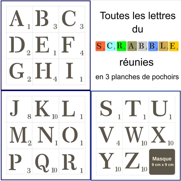 Pochoir  toutes les lettres  du scrabble