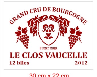 Stencil, pochoir la Bourgogne  "Caisse de vin" pour décorer façon bouteille de vin, french touch