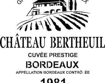 Stencil, "Wine Label" stencil to decorate like a wine bottle, French touch