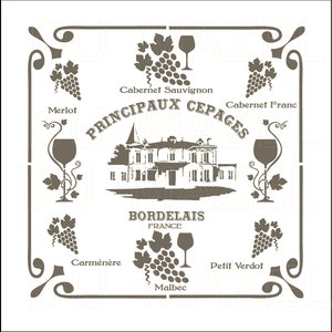 Stencil &quot;Botanical Grape Varieties of Bordeaux&quot; (France)