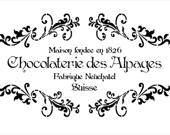 French touch stencil The Chocolaterie des Alpages mountain chalet charm