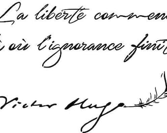 Schablon, fransk text "La Liberté" för en charmig och romantisk dekoration