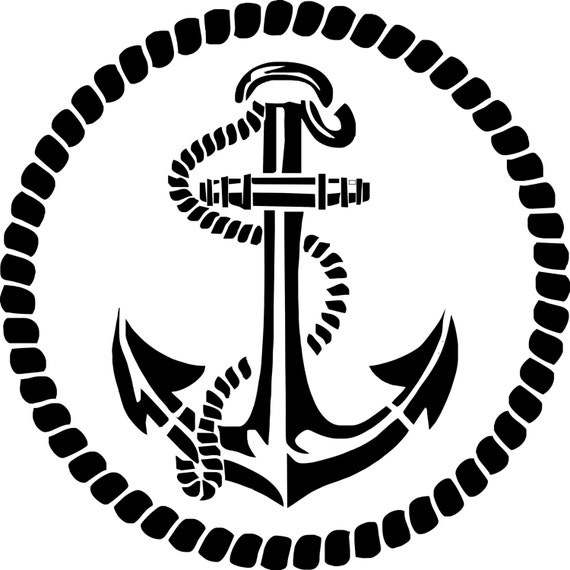 Stencil,Stencil marine anchor deco marine with its rope, beach deco and  sea travel