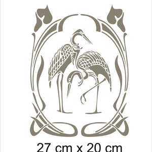 Art Nouveau stencil of herons