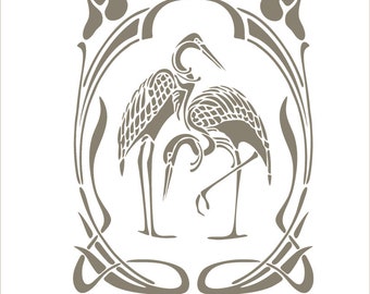 Art Nouveau POchoir herons