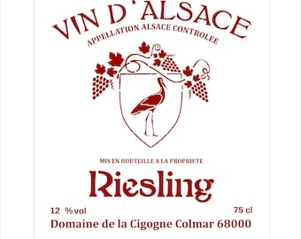 French Stencil, pochoir l'Alsace  "Etiquette de vin" pour décorer façon bouteille de vin, french touch