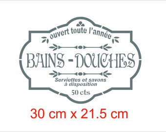 Pochoir stencil " Bains Douches "