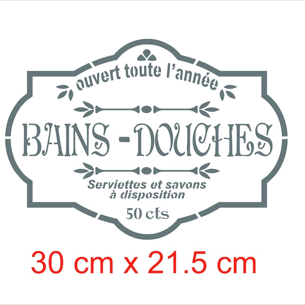 Pochoir stencil " Bains Douches "