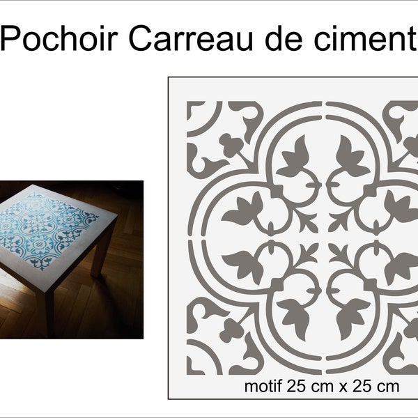 Pochoir carreau de ciment, imitation faence.