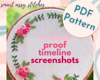 Receipts Proof Timeline Screenshots - Embroidery - PDF Pattern & Stitch Guide