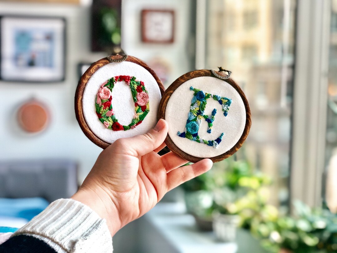 Choose Your Letter! Custom 4” Embroidered Letter Floral Art - Made to ...