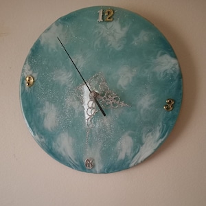 Lt. Blue, White and Silver Wall Clock