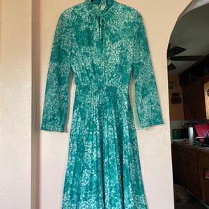 Vintage 60s Teal Floral Dress