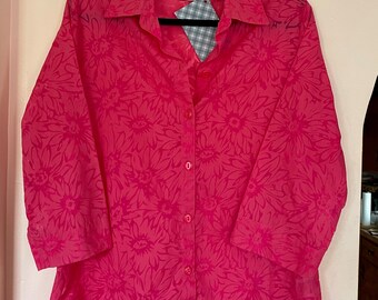 Bright Pink Floral Burnout Top