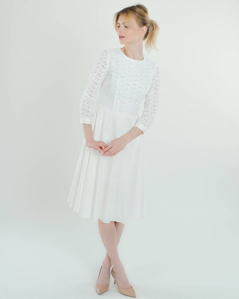 fit and flare white lace dress