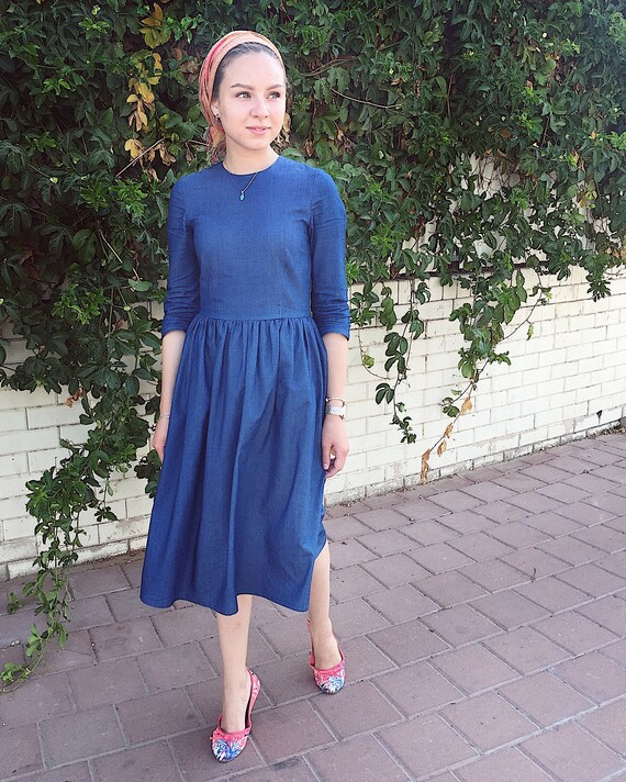 modest denim dress
