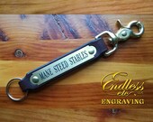 Leather Trigger Snap Key Fob with Brass Plate