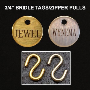 BRIDLE TAG THICK 3/4&quot; Horse Plate Small Custom Engraved Solid Brass or Nickel Silver