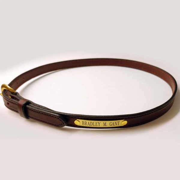 LEATHER 3/4" BELT Equestrian Rider's with or without Custom Engraved Brass Plate(s) 12oz Stitched