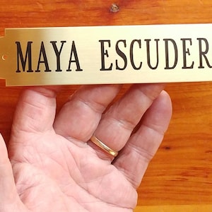 TACK Trunk/GROOMING Box Name PLATE XXlarge (6 1/2&quot; X 1 3/8&quot;), XThick Notched Brass or Nickel Silver Plate .050 inch Thick Custom Engraved
