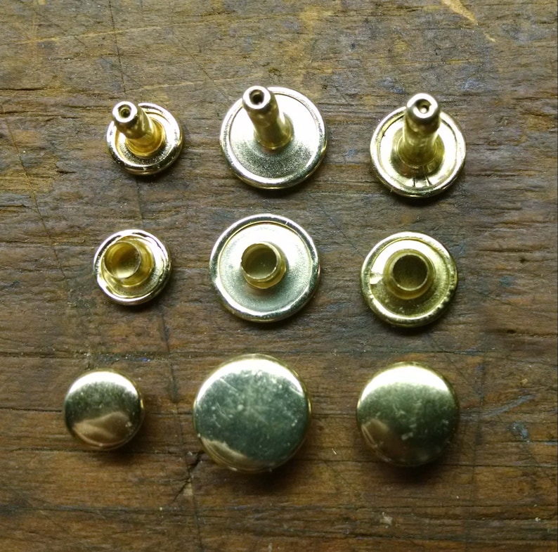 Solid Brass Rivets Set, Nickel Plated Steel (1/4