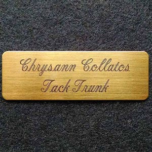 TACK Trunk/GROOMING Box PLATE Fancy Elegant Brass 3&quot; x 1&quot; Custom Engraved
