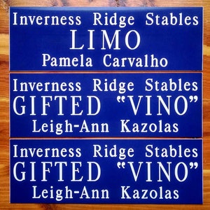 HORSE STALL SIGN 12&quot; x 4&quot;  Barn Sign Custom Engraved Durable abs Plastic Laminate