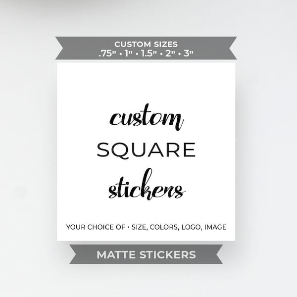 Custom square stickers - stickers logo or image - Branding and packaging - choose size, color, picture, or logo - MATTE stickers TBDesigned