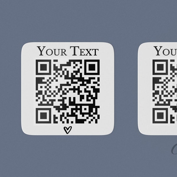 Custom Text QR Code Sticker, Your text URL, Custom code heart sticker Link, Scan Label, personalized QR Code, review, follow, pay, 1" square