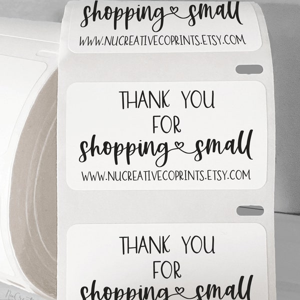 Custom Shop Thank You Labels large 1.25" x 2.25" Shop Small stickers business roll decal packaging product personalized 25 to 1000 labels