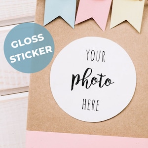 Custom Picture Stickers Gloss Photo Stickers Circle Round Image Stickers Packaging Sticker Picture Supplies Seals Gloss Stickers L.P. CP
