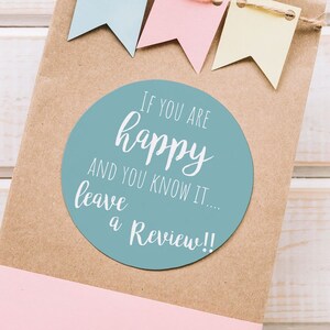 Review Stickers, Seller, Leave a Review Sticker, Happy Sticker, Etsy ...