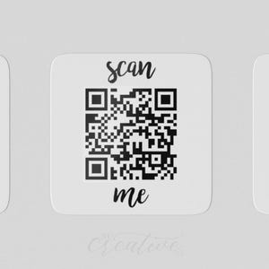 Custom QR Code Scan Me Labels reorder review 1" square stickers business roll packaging product personalized roll 25 to 1000 labels %pro