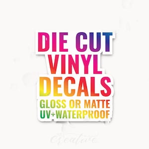 Custom Waterproof die cut label decal, QTY 25, business logo, branding packaging, promo, social media, UV Lam Gloss or Matte Vinyl N.L.