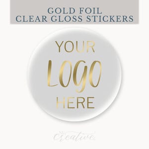 Custom GOLD sticker text here GOLD FOIL, clear gloss Custom gold text stickers, round event wedding stickers, round gold text L.F. %pro