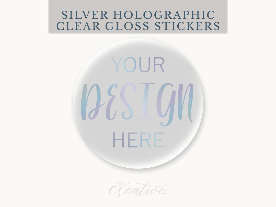 Textboxt Sticker Silver Custom Silver HOLOGRAPHIC Foil Sticker Image Logo Text Clear Gloss ...