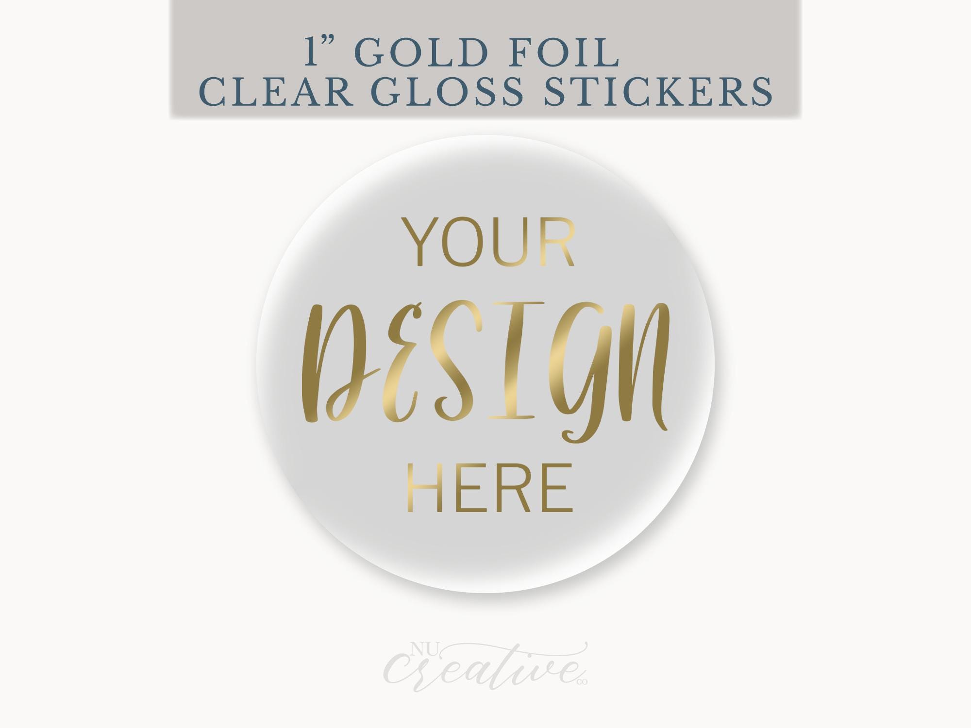 Gold Foil 1 Inch Clear Gloss Stickers, Your Text Here Custom Gold Text ...