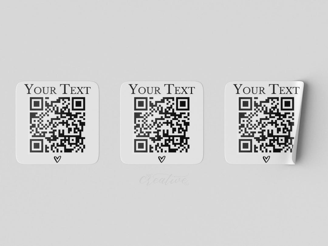 Qr Code Card Text Custom Text QR Code Sticker, Your Text URL, Custom Code Heart Sticker ...