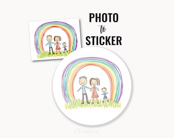 Custom photo to Sticker - round matte material - kids photo - choose size, color, picture - Write on them L.P.  %pro