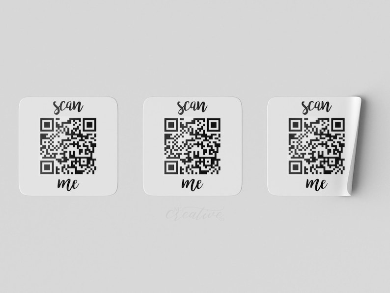 Custom QR Code Scan Me Labels Reorder Review 1" Square Stickers ...