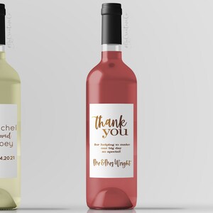 Personalized Real Foil Thank You Wine Label Rose Gold Silver Copper Gold Rainbow Metallic Mitzvah Wedding Event Birthday Wine Bottle %pro image 5