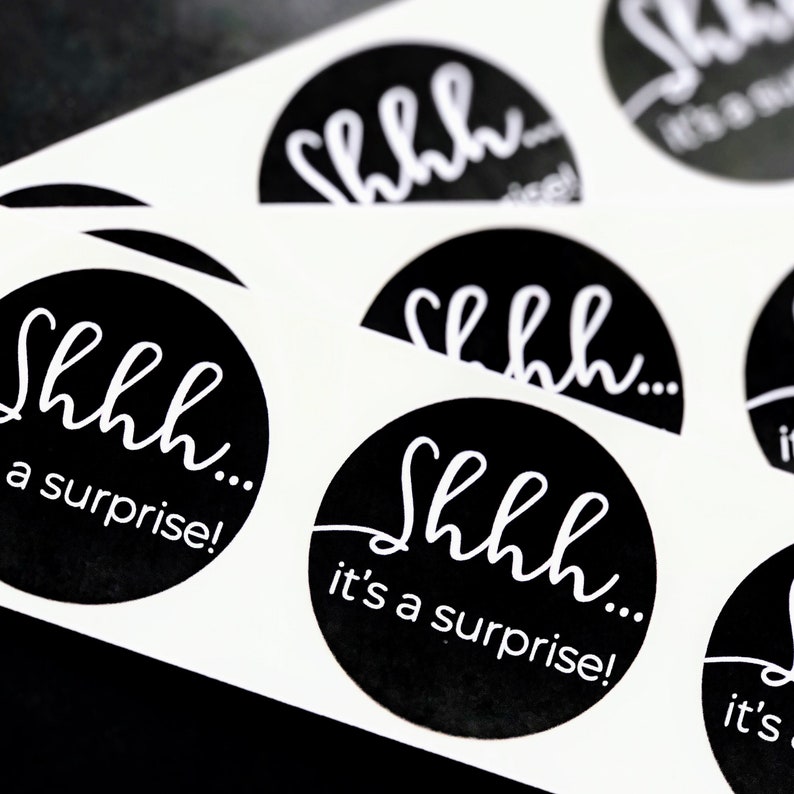 Shhh It's a surprise Stickers, Surprise, It's a surprise, Party, Gender Reveal, Baby Shower Surprise, matte See PHOTOS for more INFO image 6