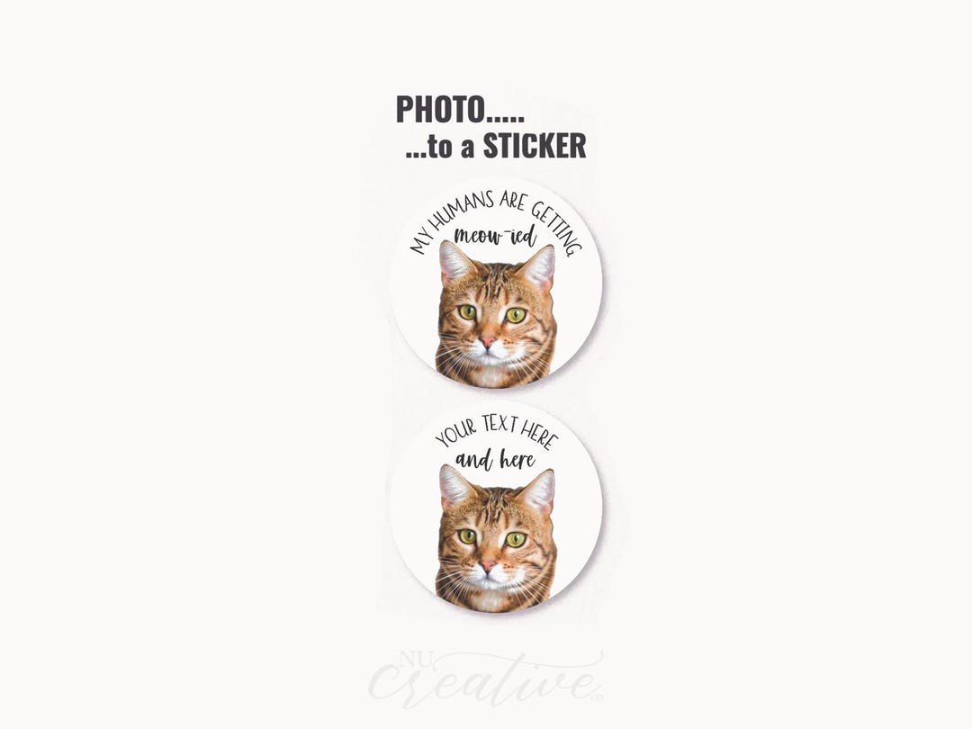 Cat Pet Custom Sticker, Kitten Label, Custom Cat Sticker, Wedding Event ...