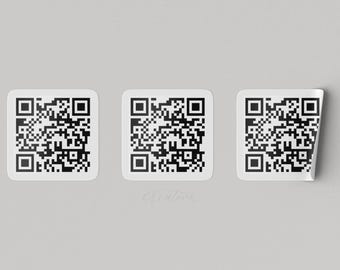 QR Code Sticker Custom Scan Labels reorder review 1" square business roll decal packaging product personalized roll 25 to 1000 labels %pro