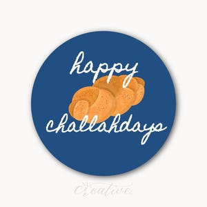 happy challahdays sticker - challah pun Label - Hanukkah - choose size color - holidays - Package Box Envelope -%pro